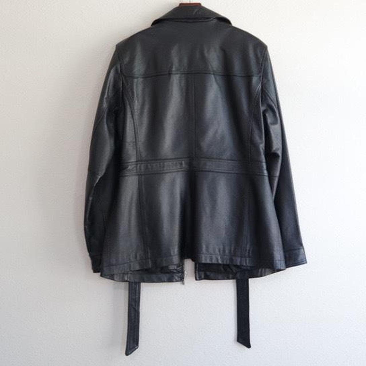 Vintage black real leather jacket women leather... - Depop