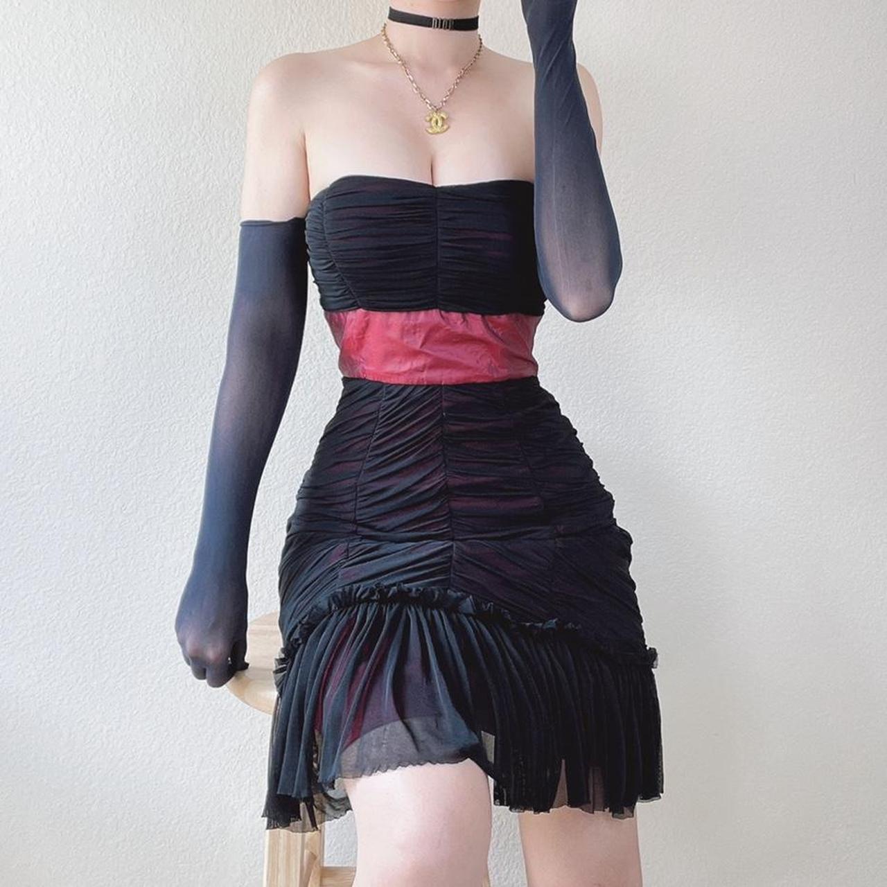 Y2K goth mesh layered ruffle hoco dress 🕊 Sorry!... Depop