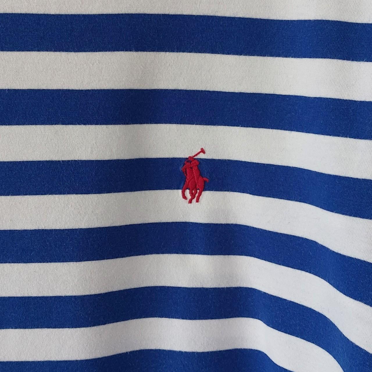 Blue & white striped ralph lauren tshirt. - Depop