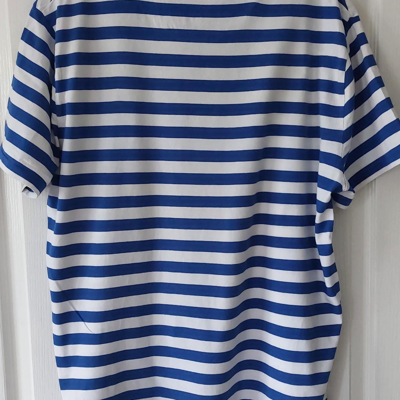 Blue & white striped ralph lauren tshirt. - Depop