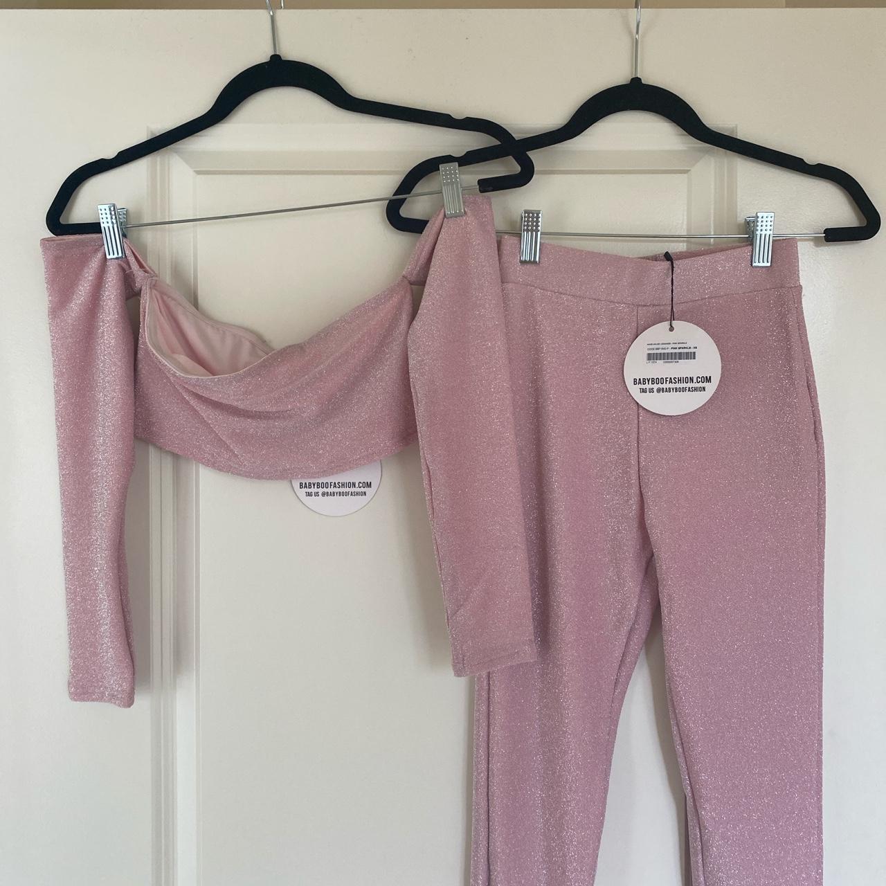 NWT Babyboo Fashion Matching Pink Sparkle Pant Set - Depop