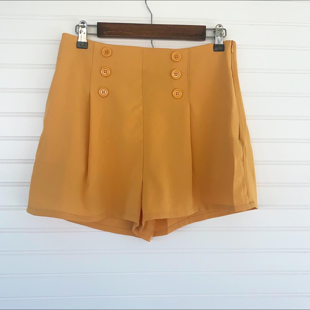 Milk + Honey mustard yellow high rise button pleated... - Depop