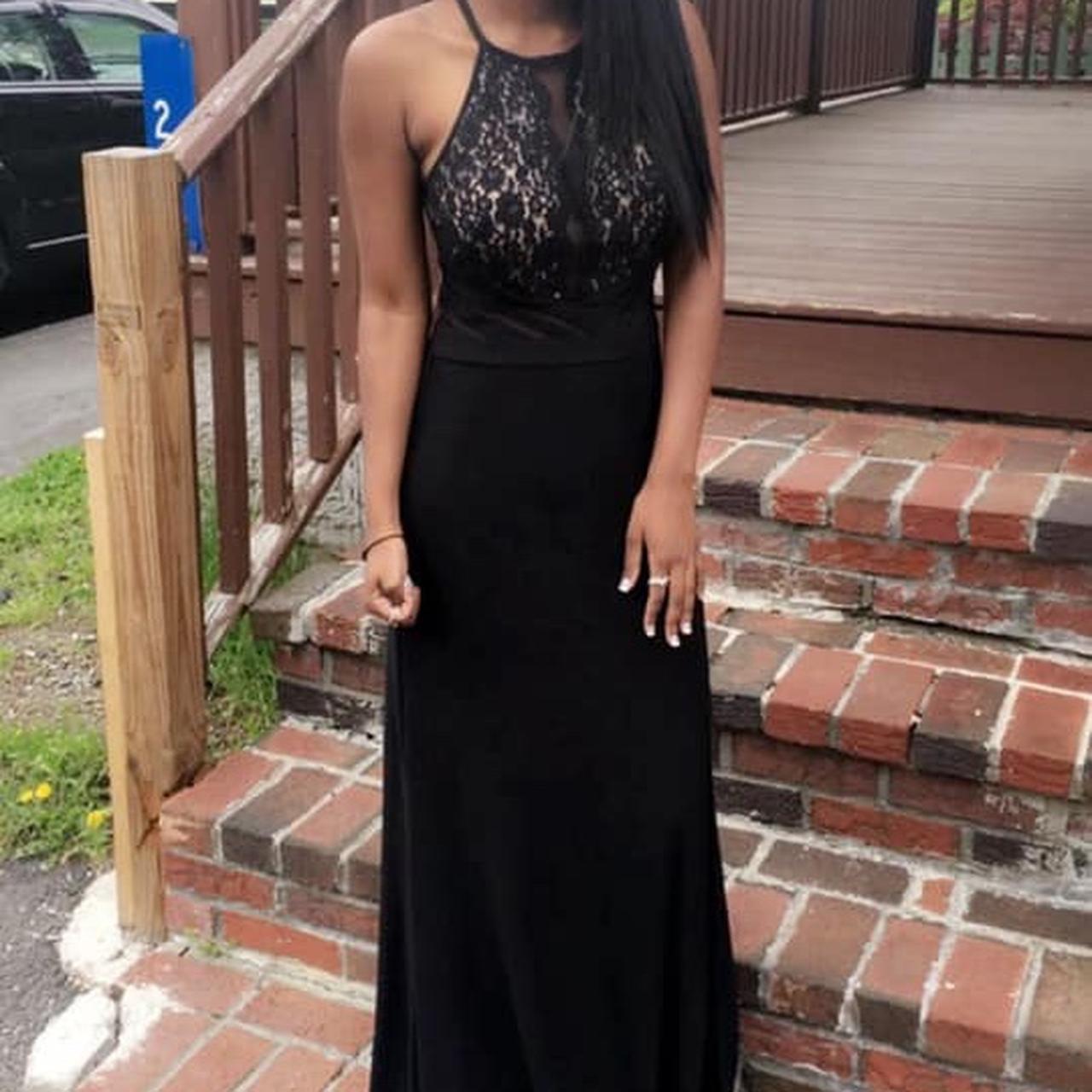 David's bridal black prom cheap dress