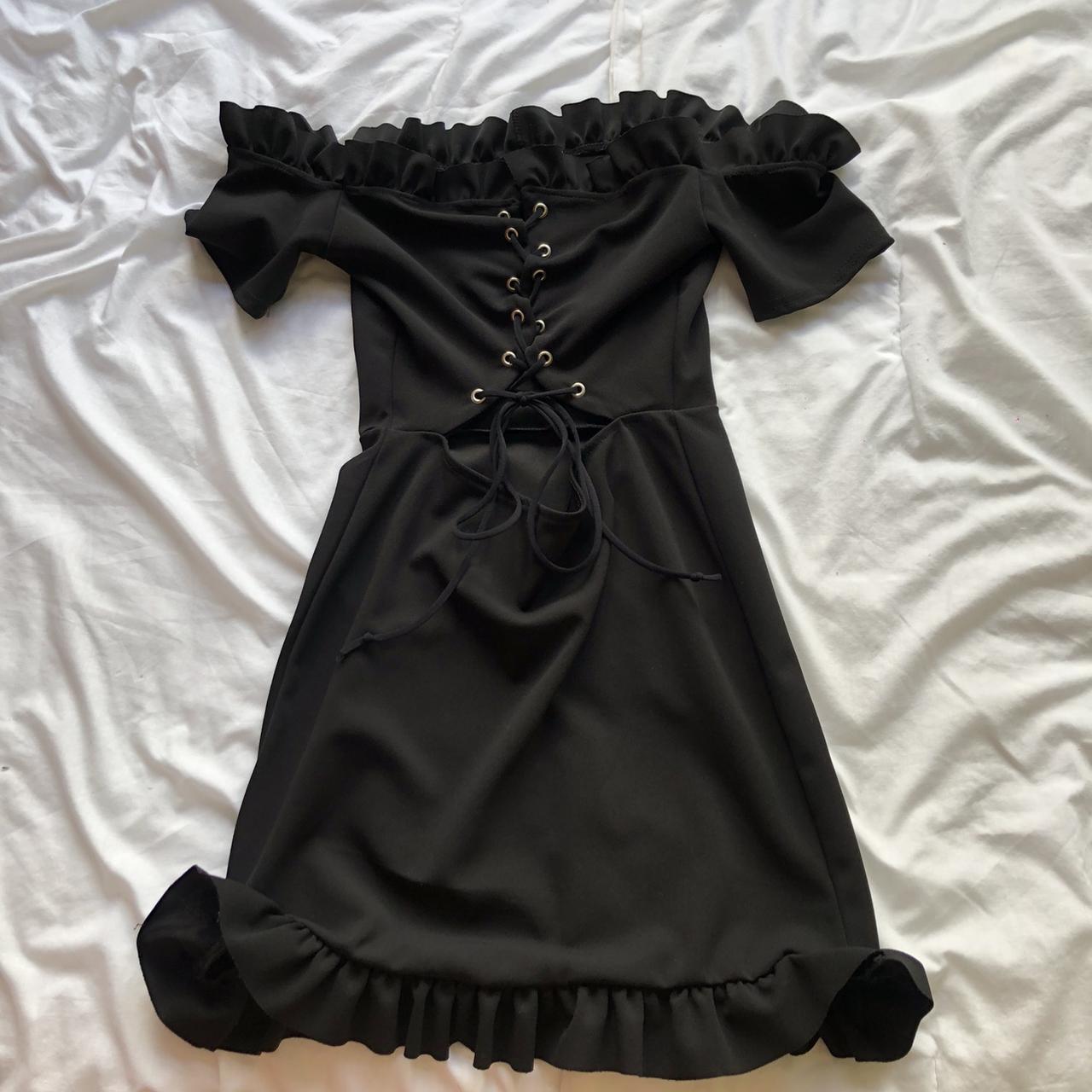 Missguided Lace Up Front Mini Dress in Black. Only... - Depop