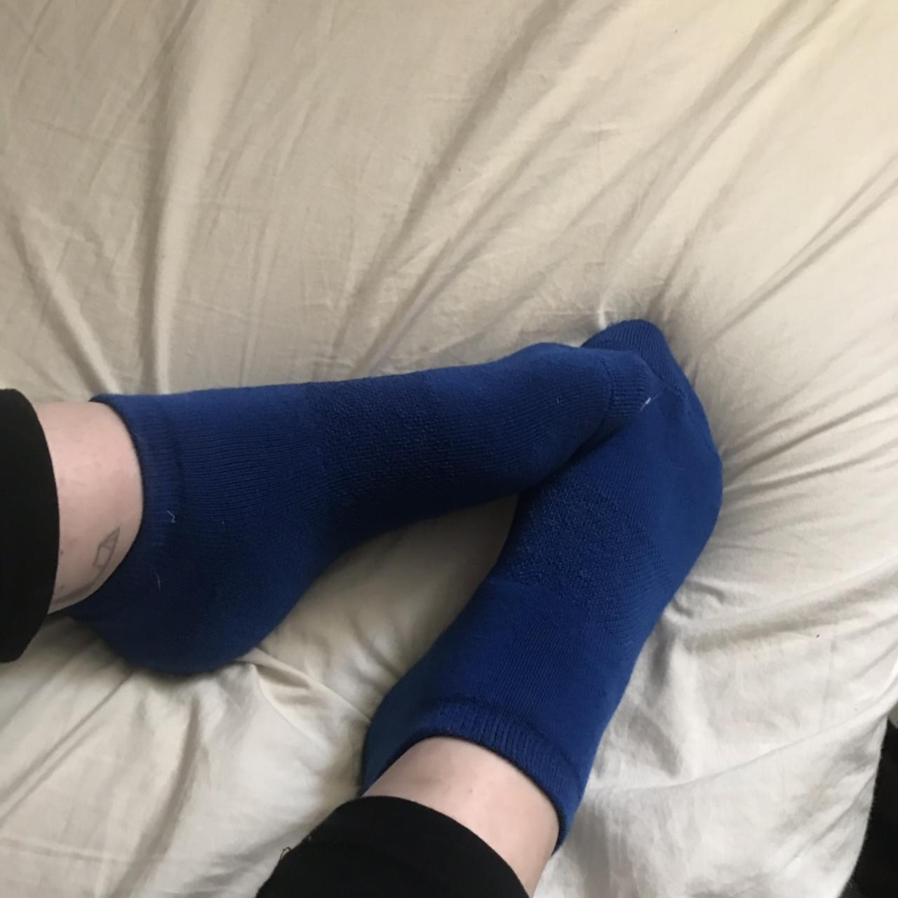 Well worn blue socks. Will wear in my smelly boots... - Depop