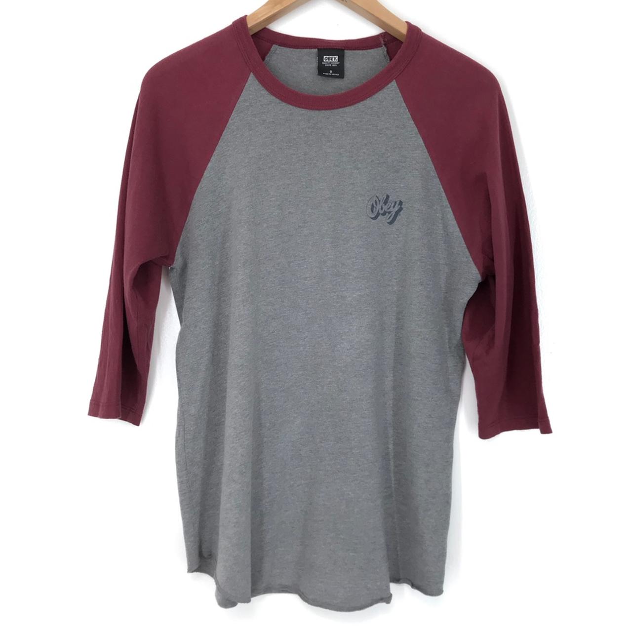 Obey Basic Vintage Burgundy Raglan T-Shirt