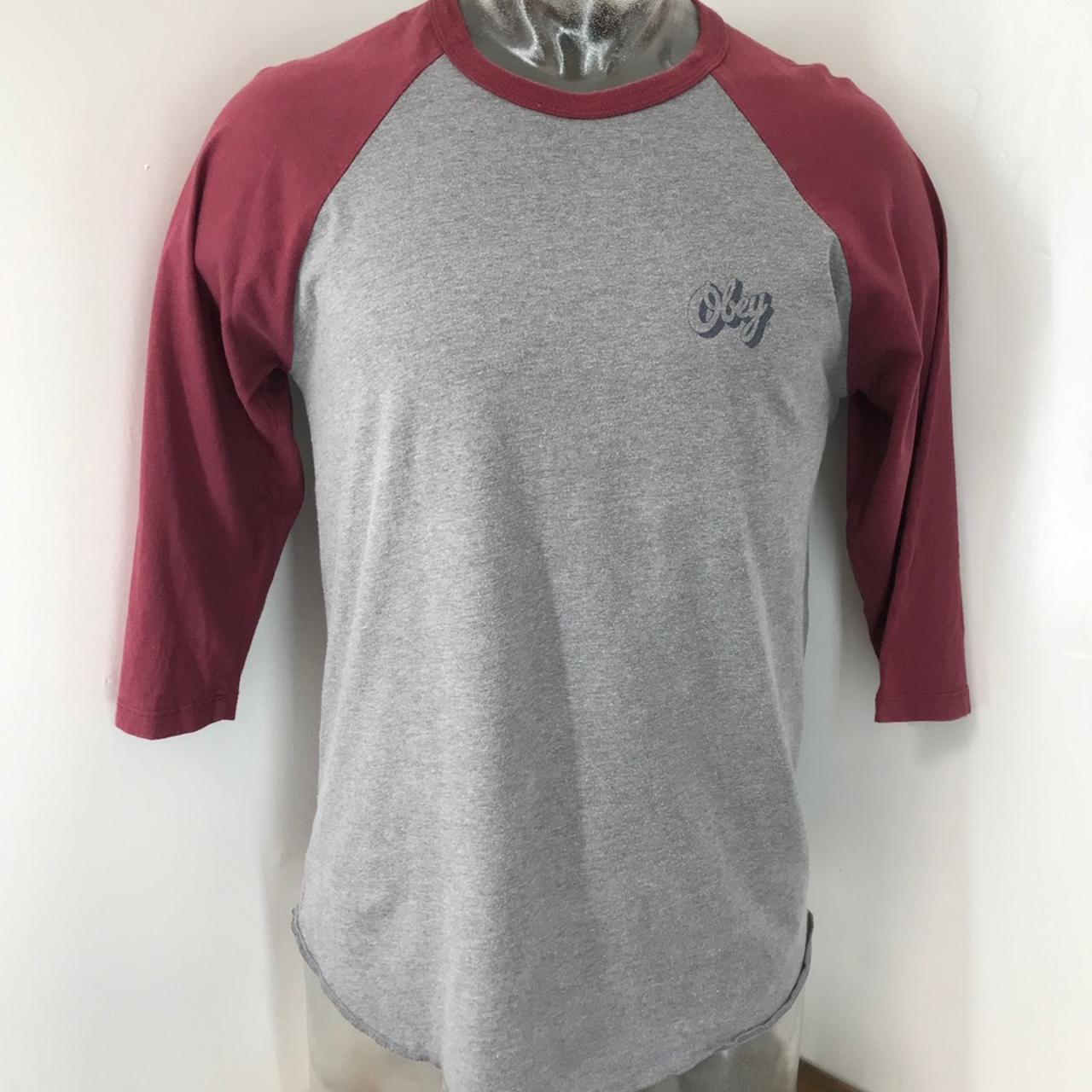 Obey Basic Vintage Burgundy Raglan T-Shirt