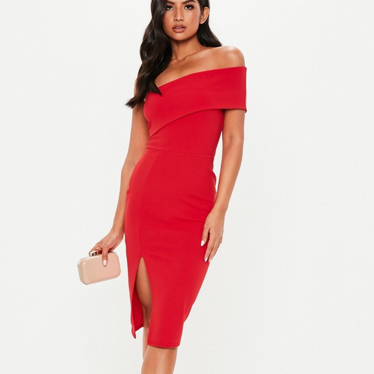 Missguided red sales midi dress