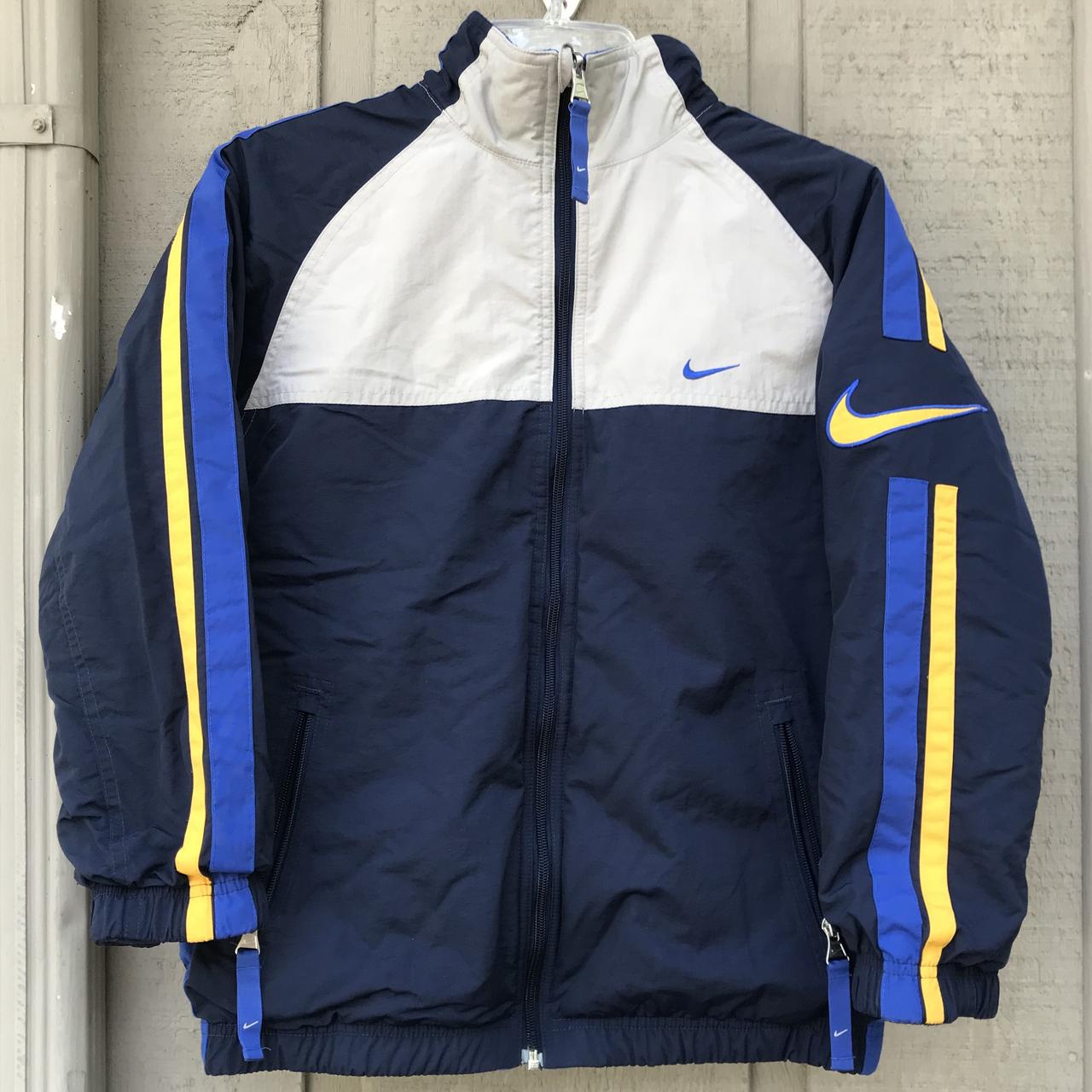 nike reversible jacket in blue and yellow