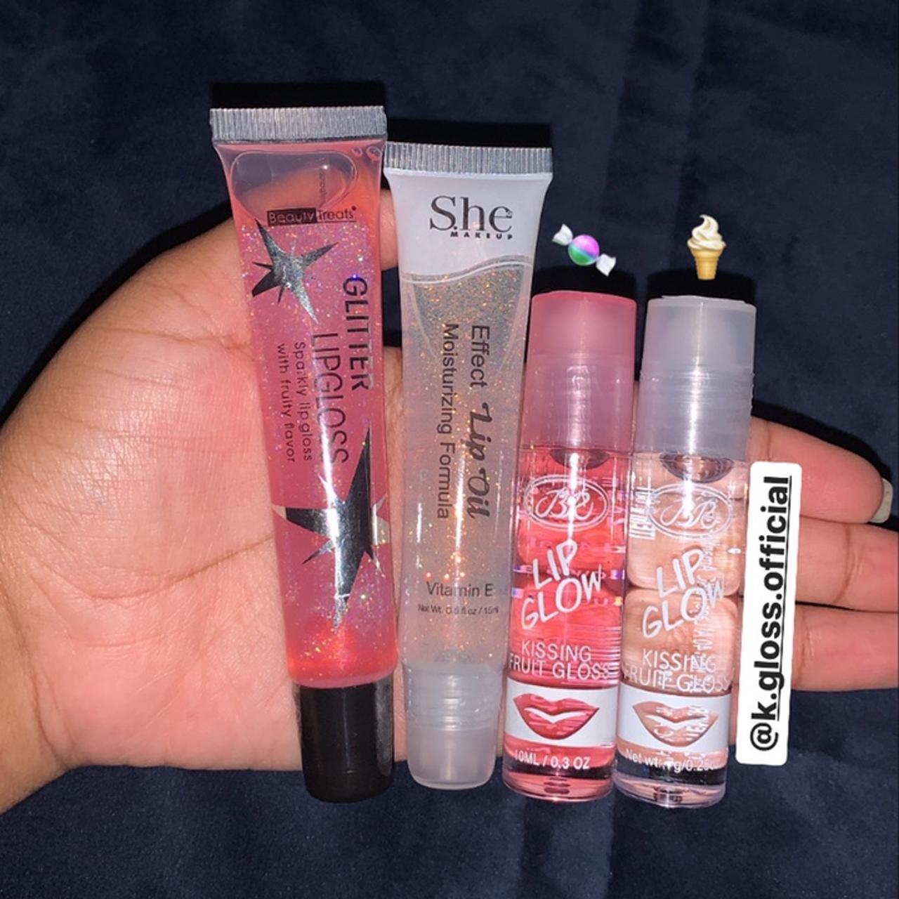 🍦✨ ~ CLEAR & PINK GLITTER LIP GLOSSES + BUBBLEGUM & - Depop