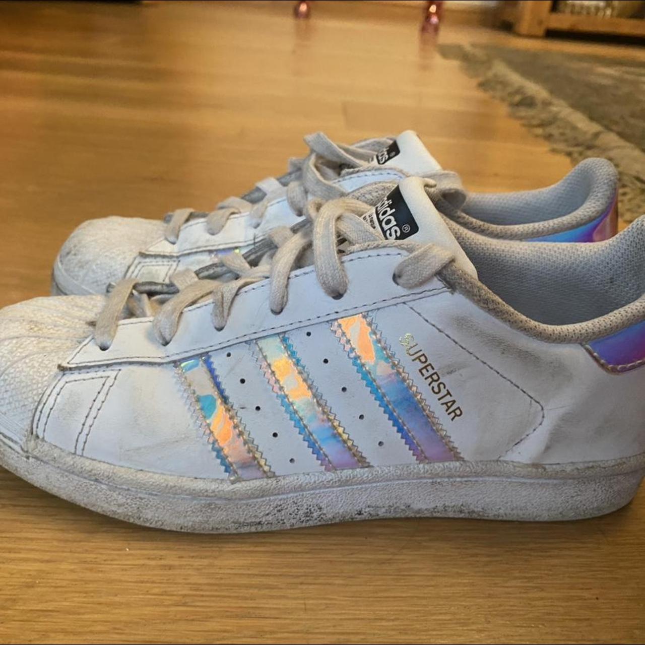 Iridescent/holographic Adidas superstars Uk size... - Depop