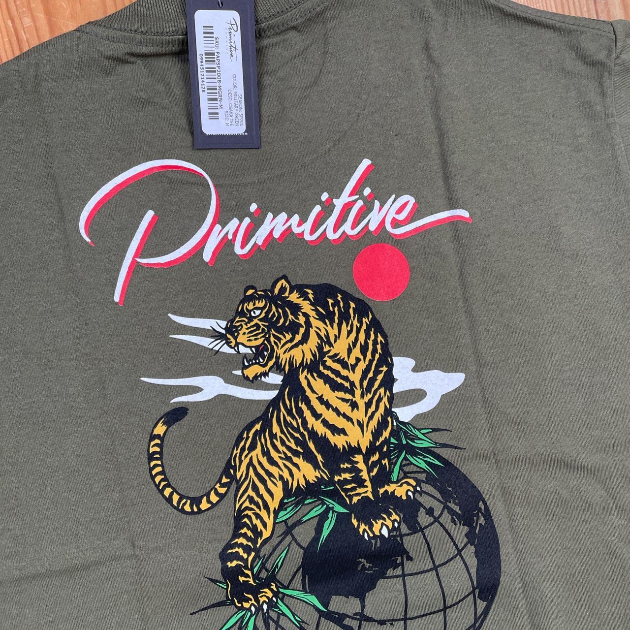 Primitive Men's Green and Khaki T-shirt | Depop