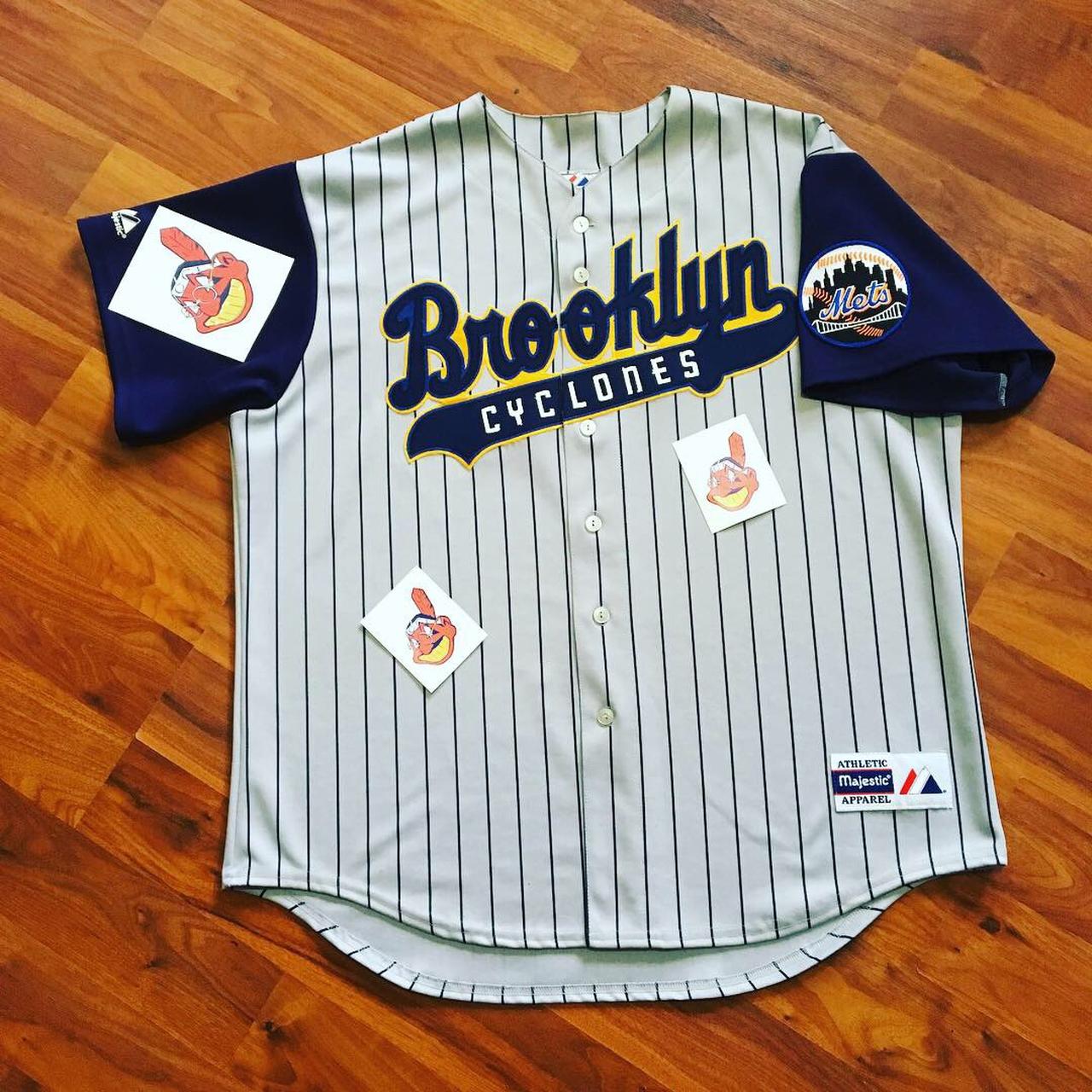 VTG Brooklyn Cyclones Gray Road Stitched Pinstriped Jersey 50 Rawlings MILB  Mets 