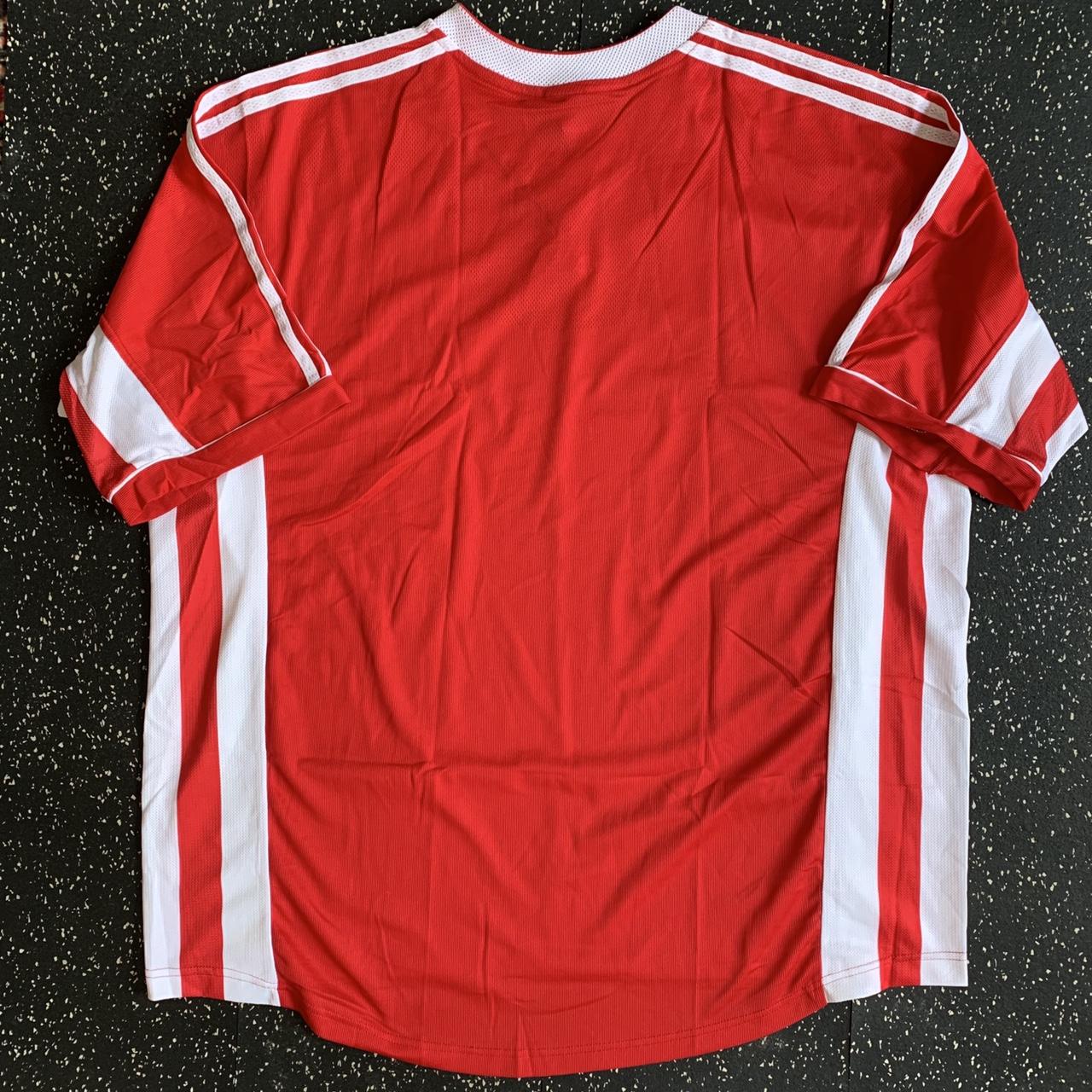 Vintage red ADIDAS soccer short sleeve sports shirt.... - Depop