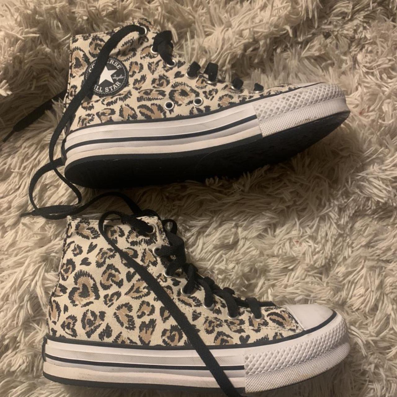 Black and deals white cheetah converse