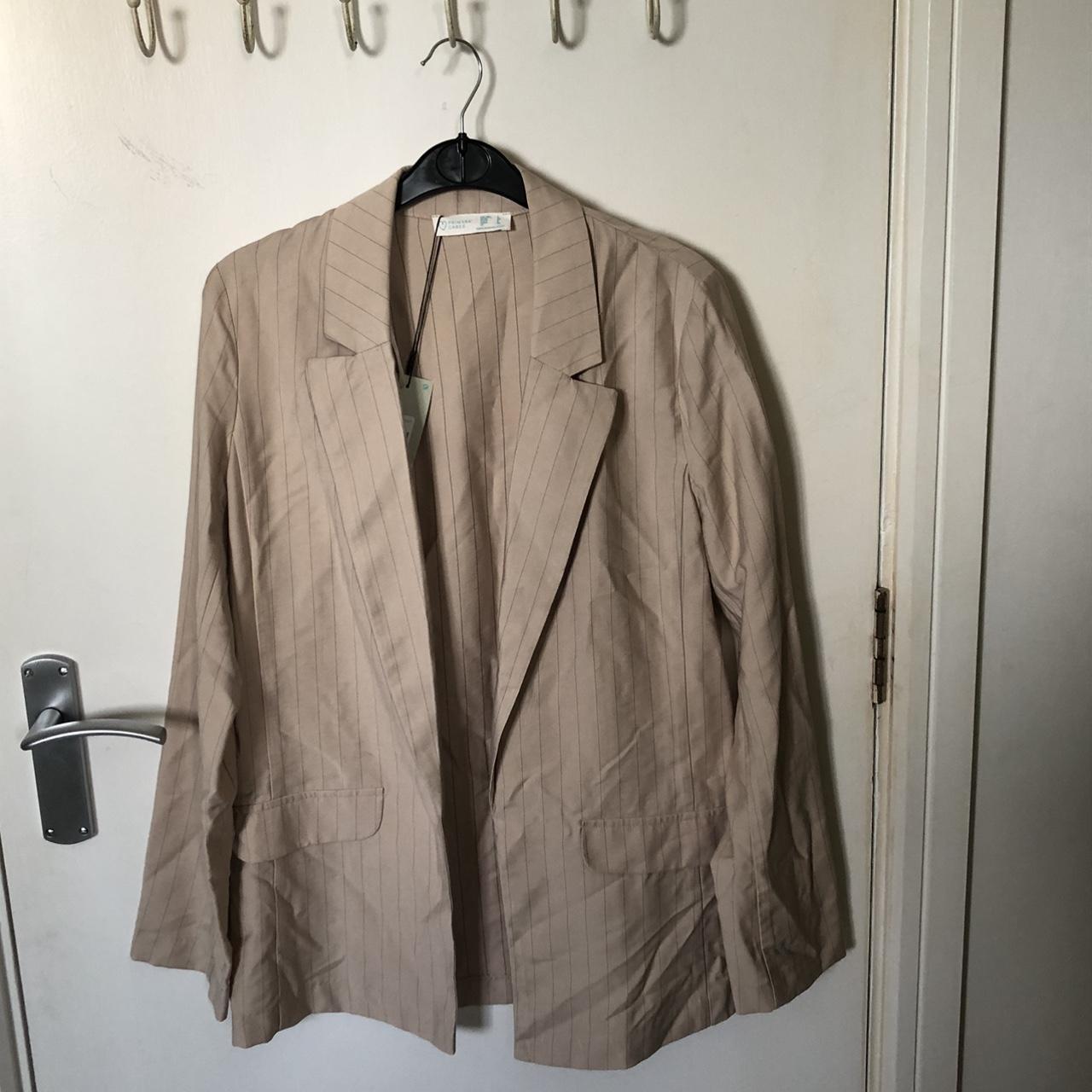 Primark beige pinstripe blazer Size 4 but very... Depop