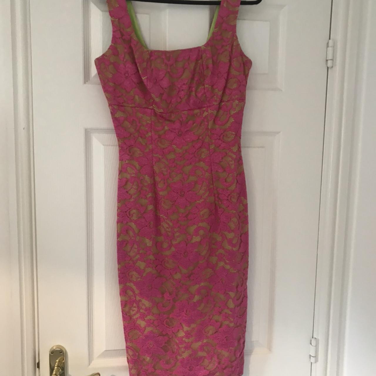Hybrid Apparel Women's Pink and Green Dress | Depop