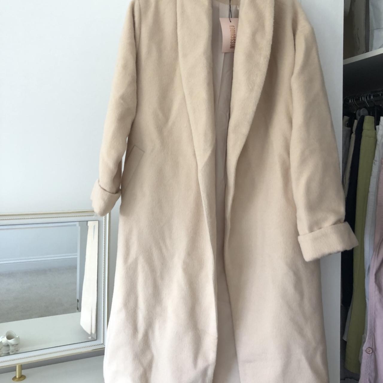 Missguided shawl collar coat with side splits brand