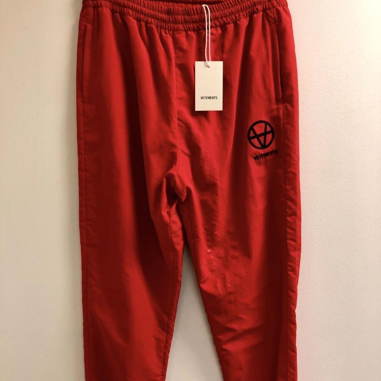 Vetements Red Joggers; Size Medium; Great Used... - Depop