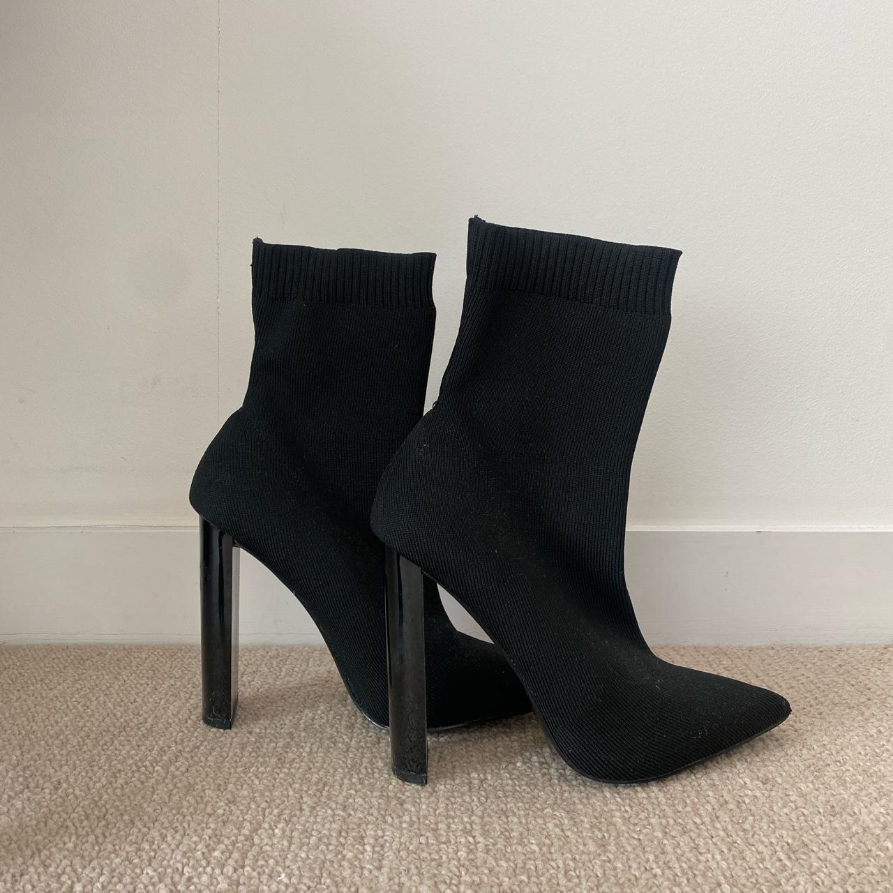 ASOS all black sock boot heels. Perfect condition... | Depop