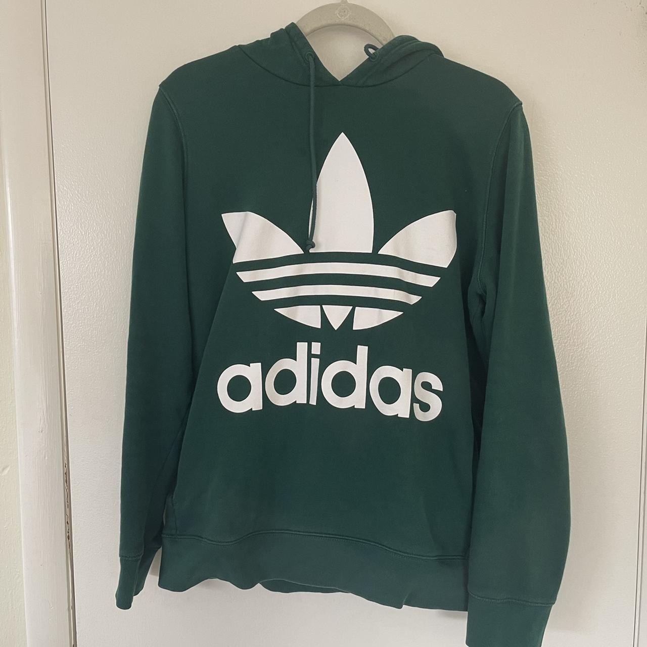 Adidas Trefoil Hoodie Dark Green Size Medium dark... - Depop