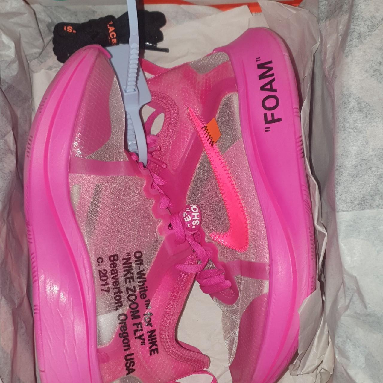 Nike zoom fly off white pink. Size UK 6 Were worn... - Depop