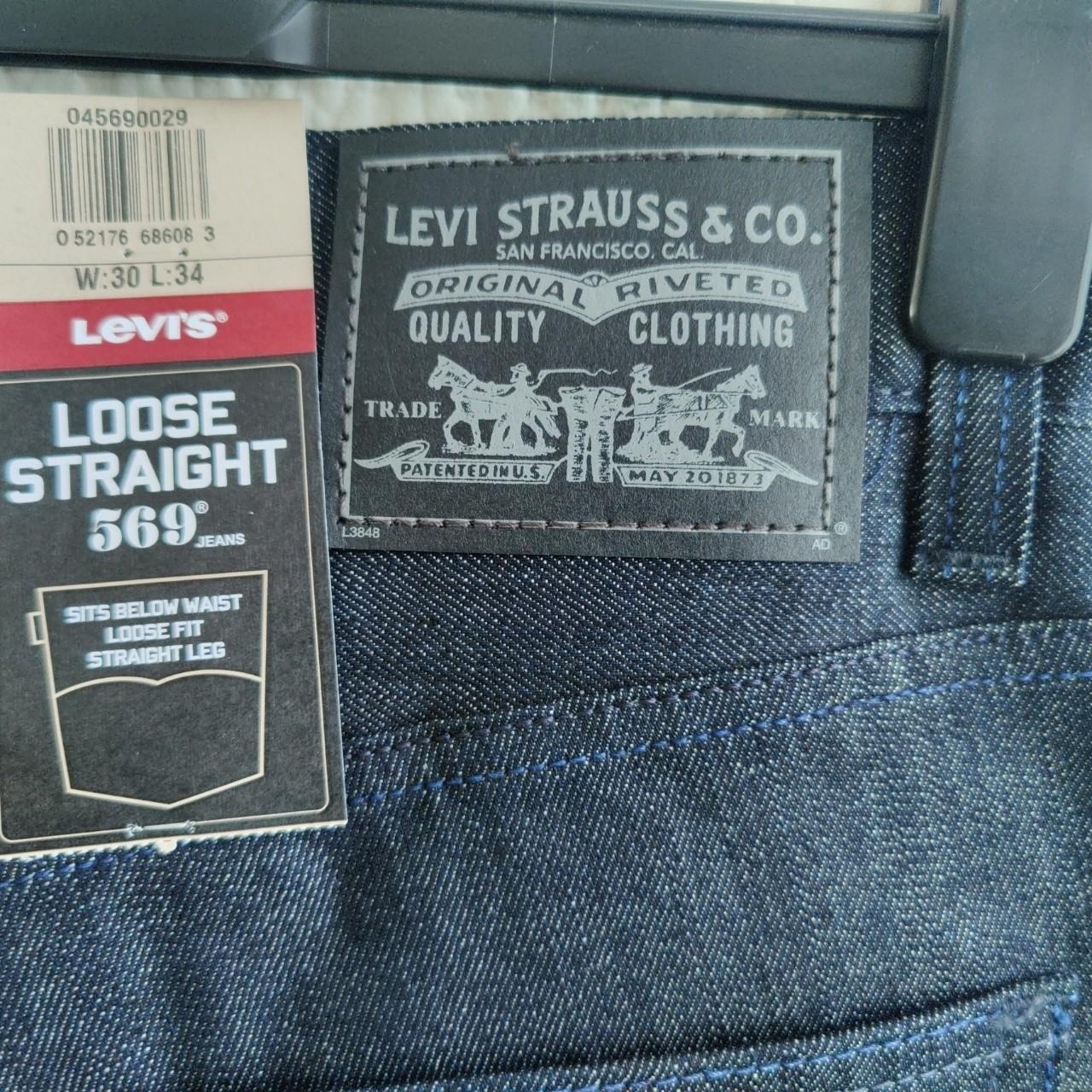 RARE Levi's 569 Loose Straight Dark Blue Jeans W30... - Depop