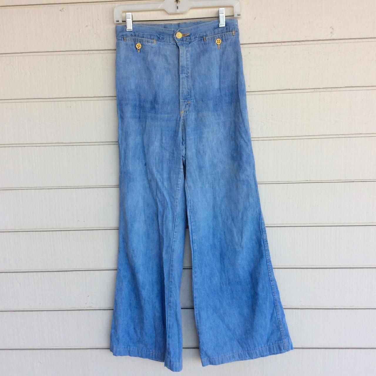 Women’s Vintage 60s 70s Denim Bell Bottom Flared... - Depop