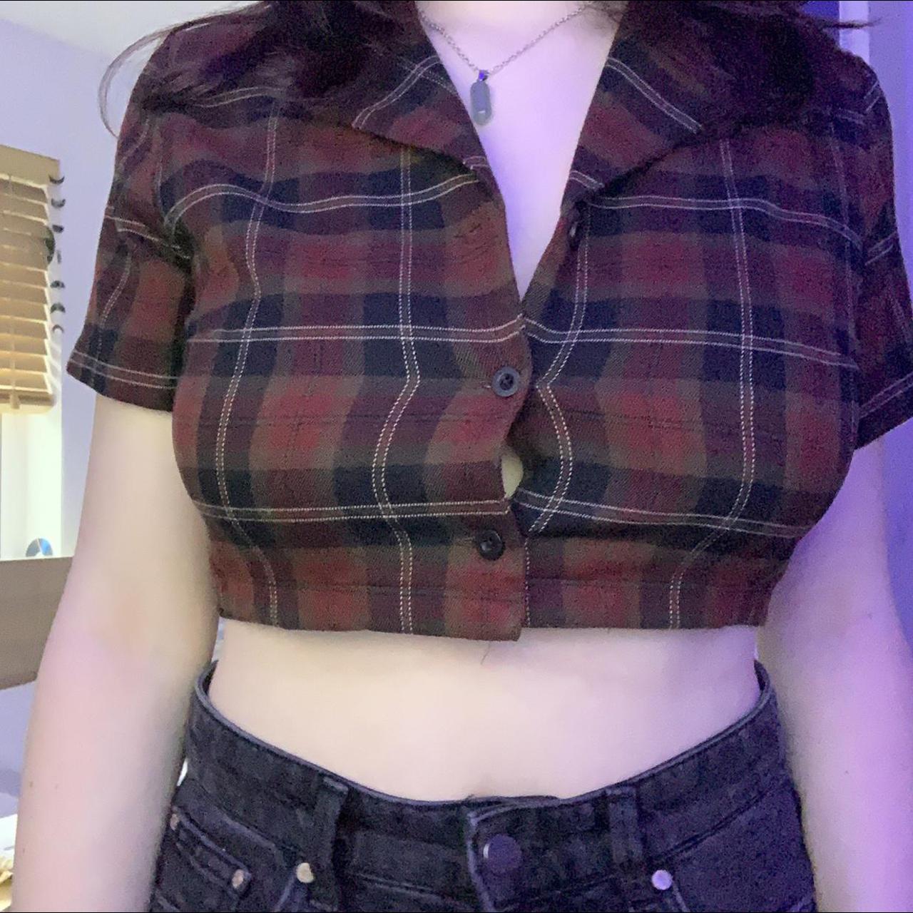 checkered polo crop top