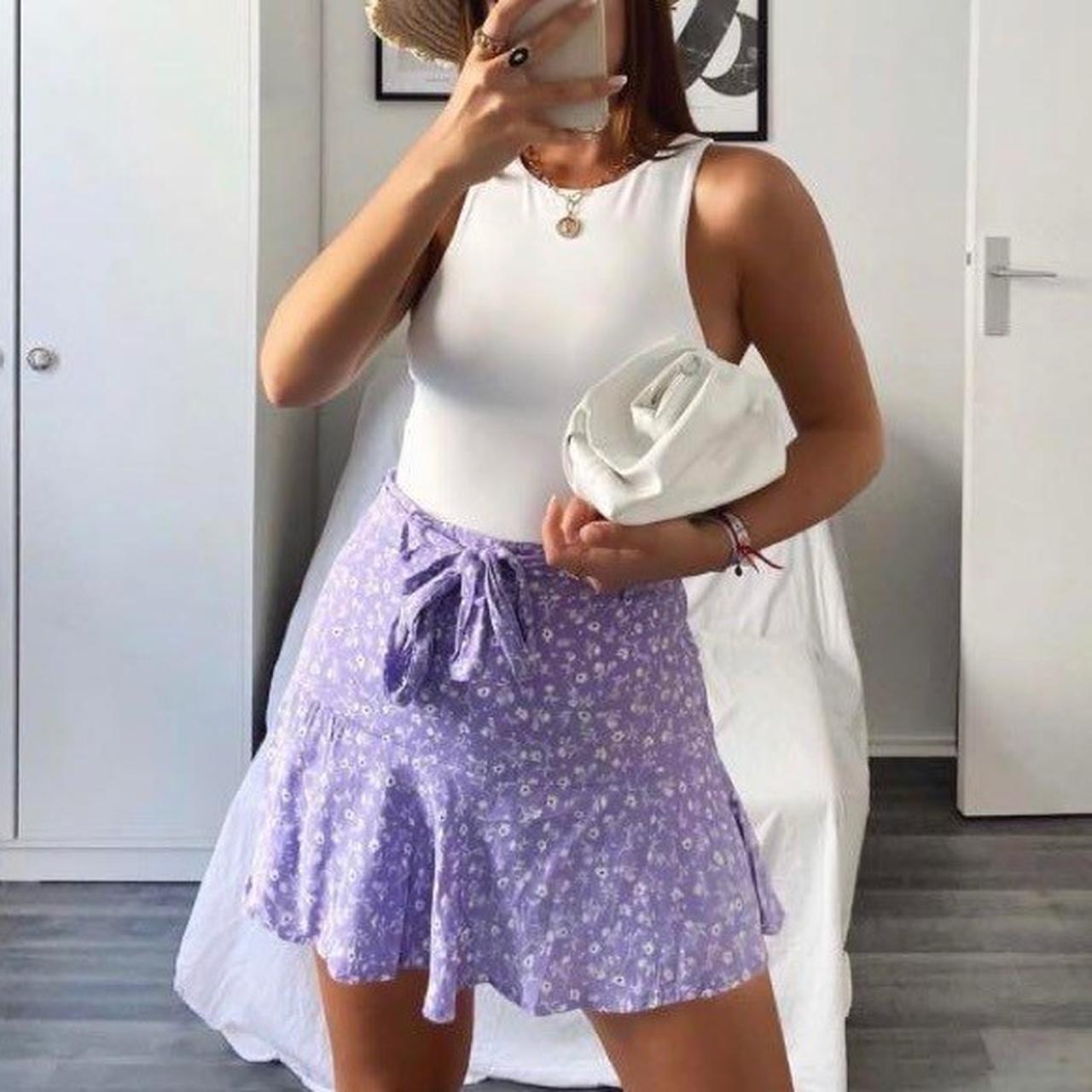 zara lilac floral skirt