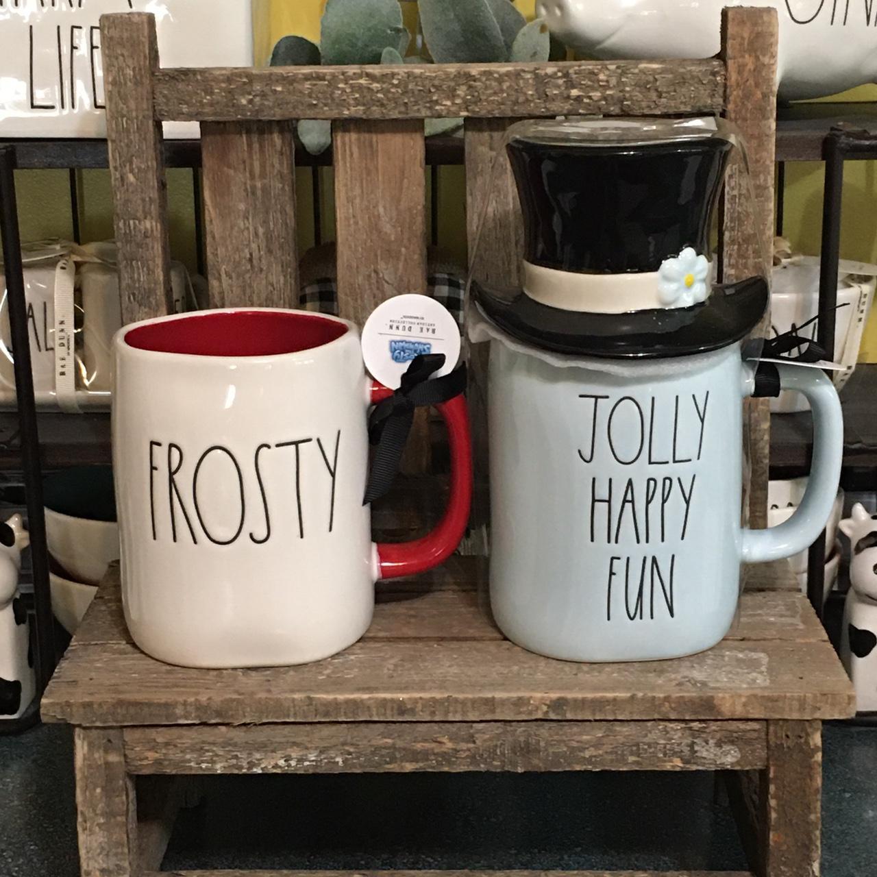 Set of 2 Rae Dunn Frosty mugs. NWT. Blue Jolly... Depop