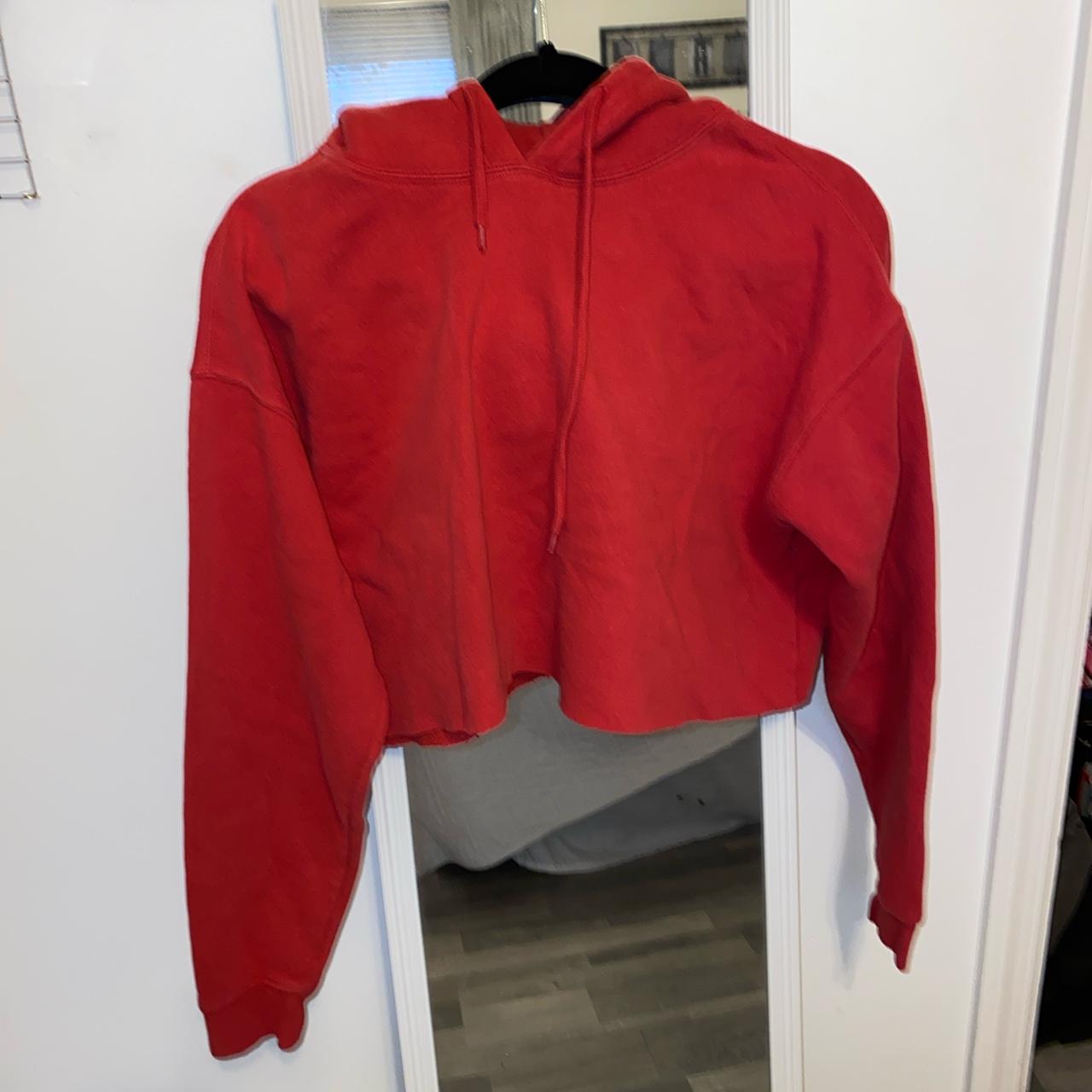 Red cropped hoodie. Depop