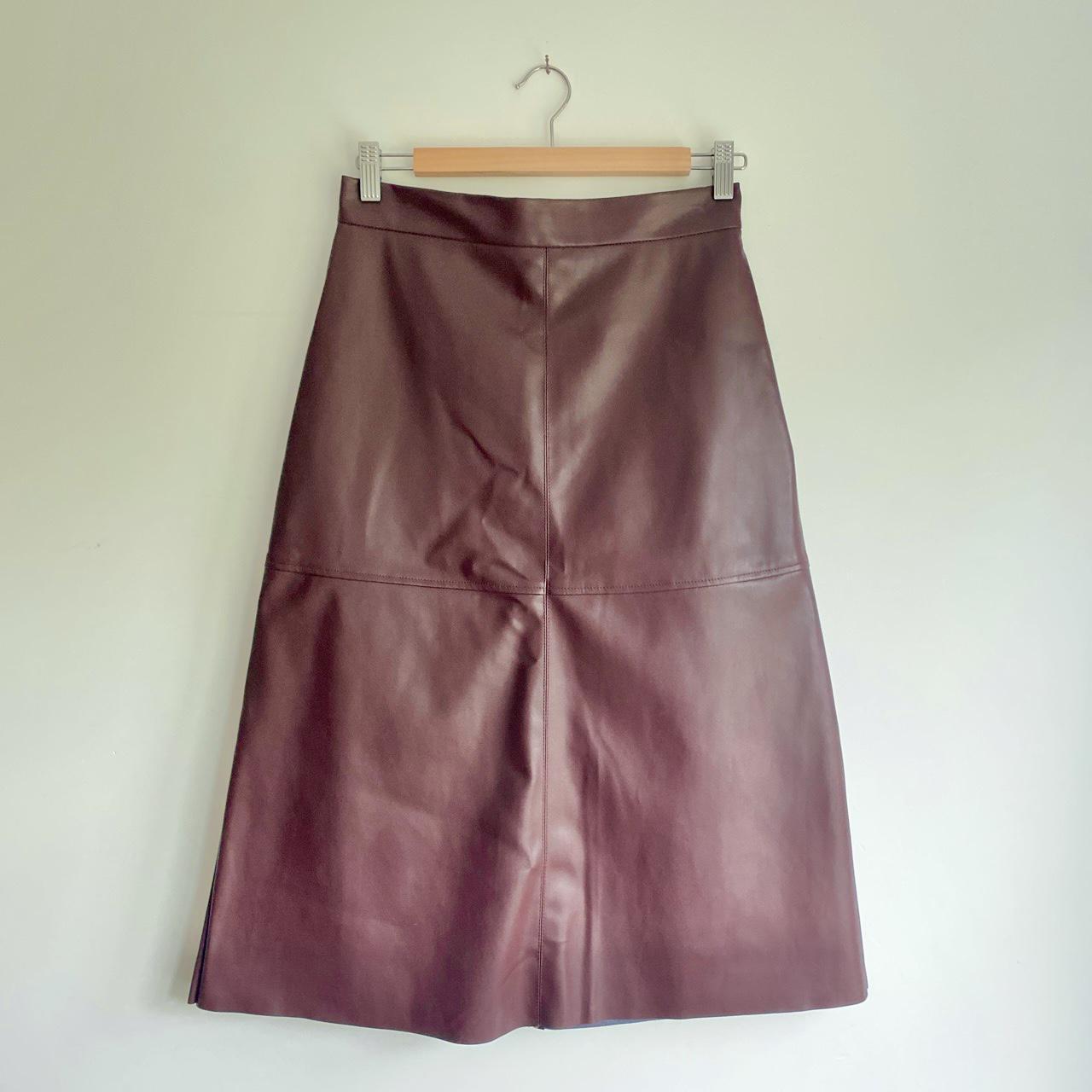 burgundy leather skirt h&m
