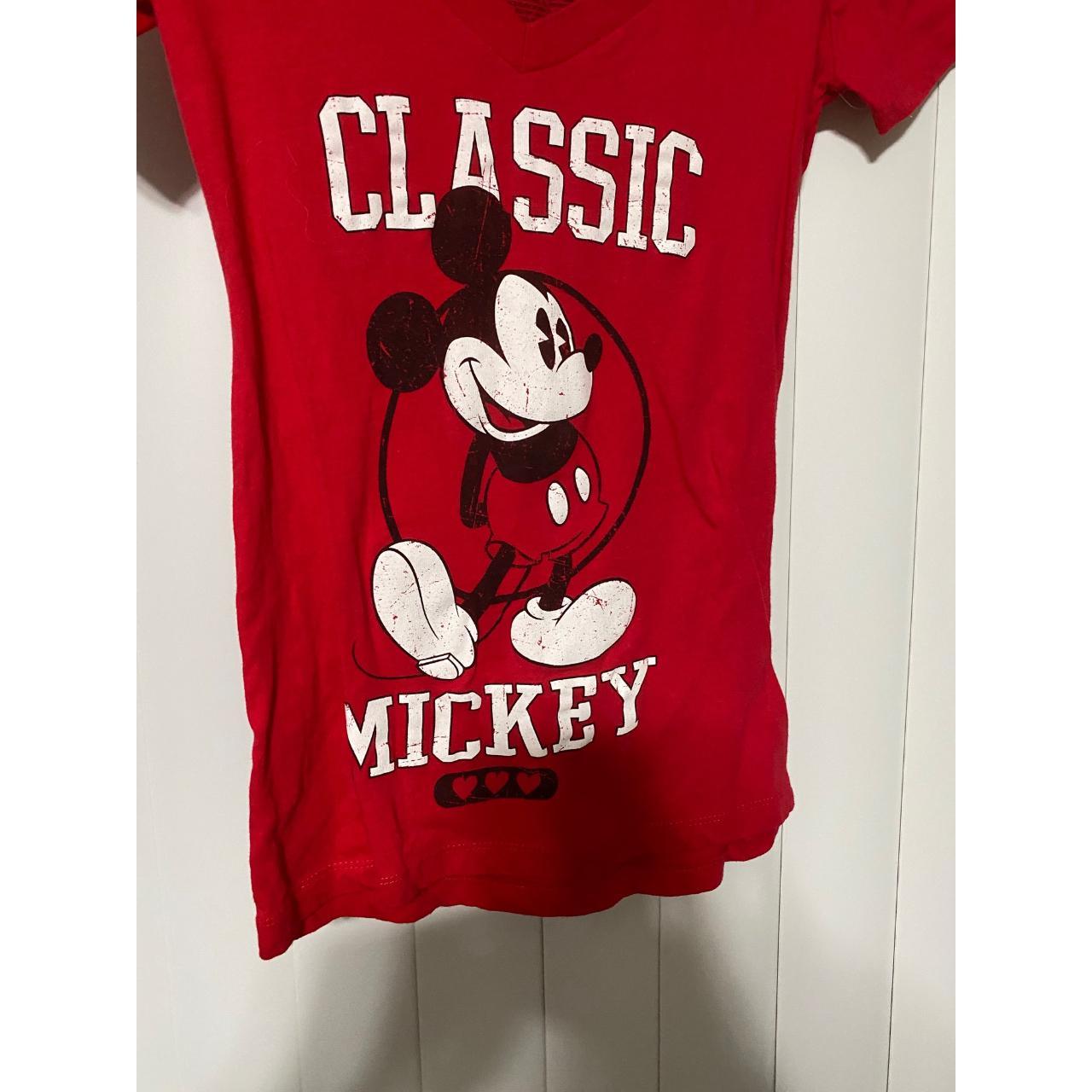 Disney v neck Mickey mouse red t-shirt Disney v neck... - Depop