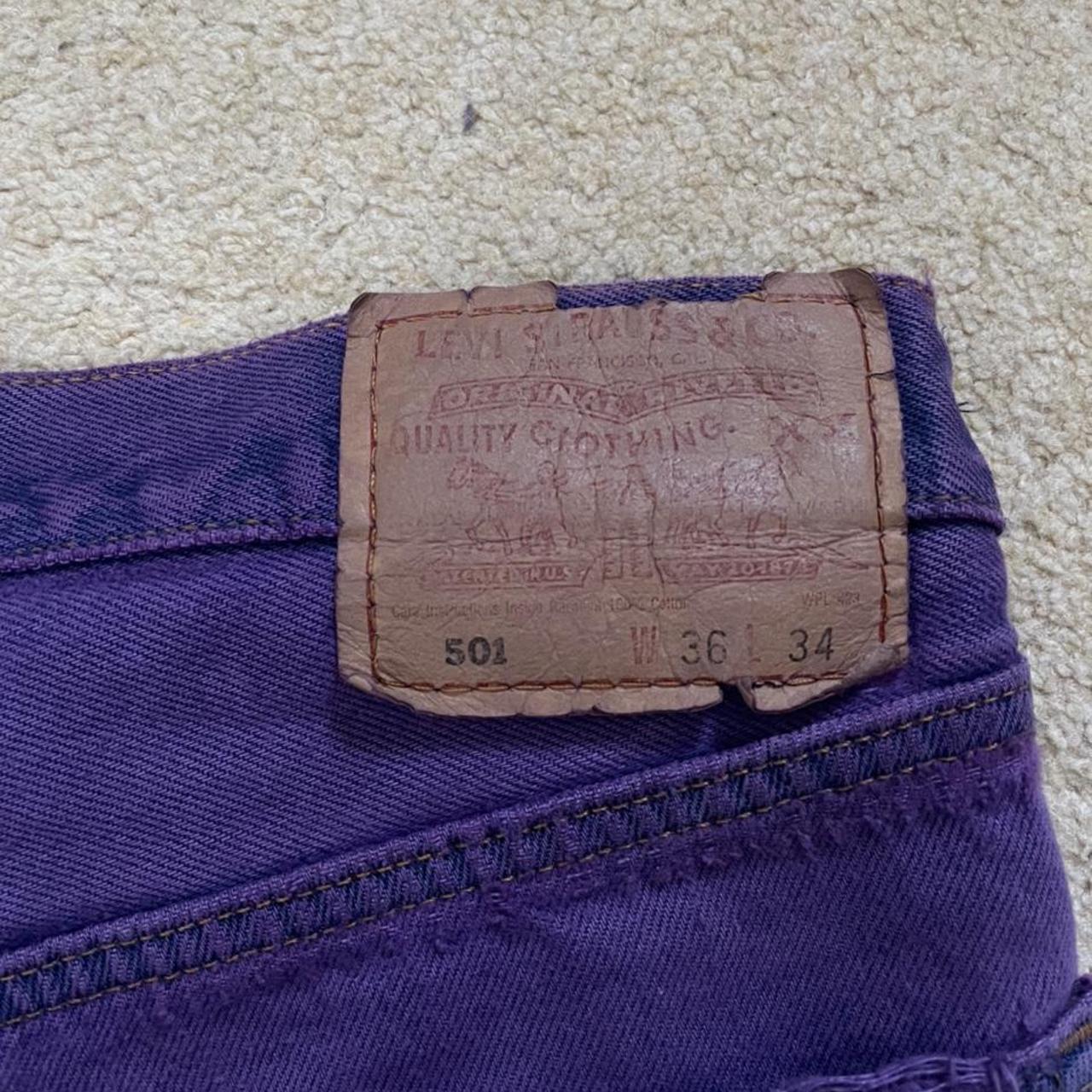 Vintage purple ripped denim shorts Waist 36 leg 34... - Depop