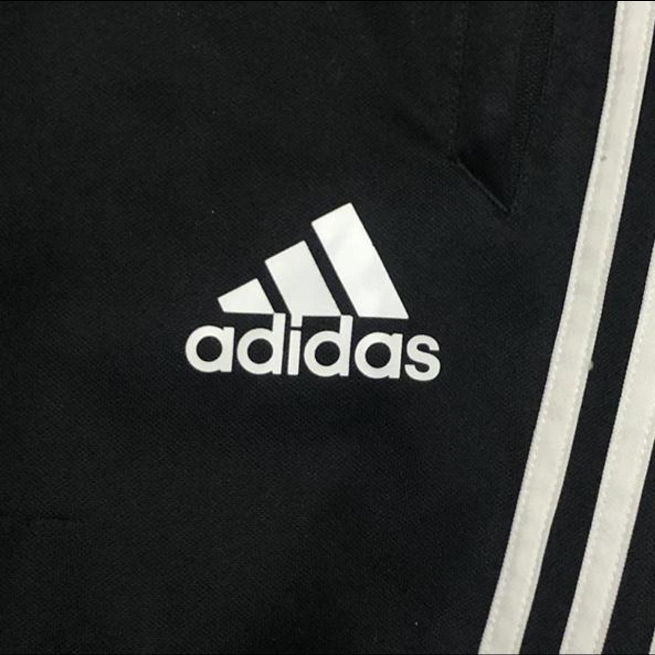 Black & White Adidas Track Pants... - Depop