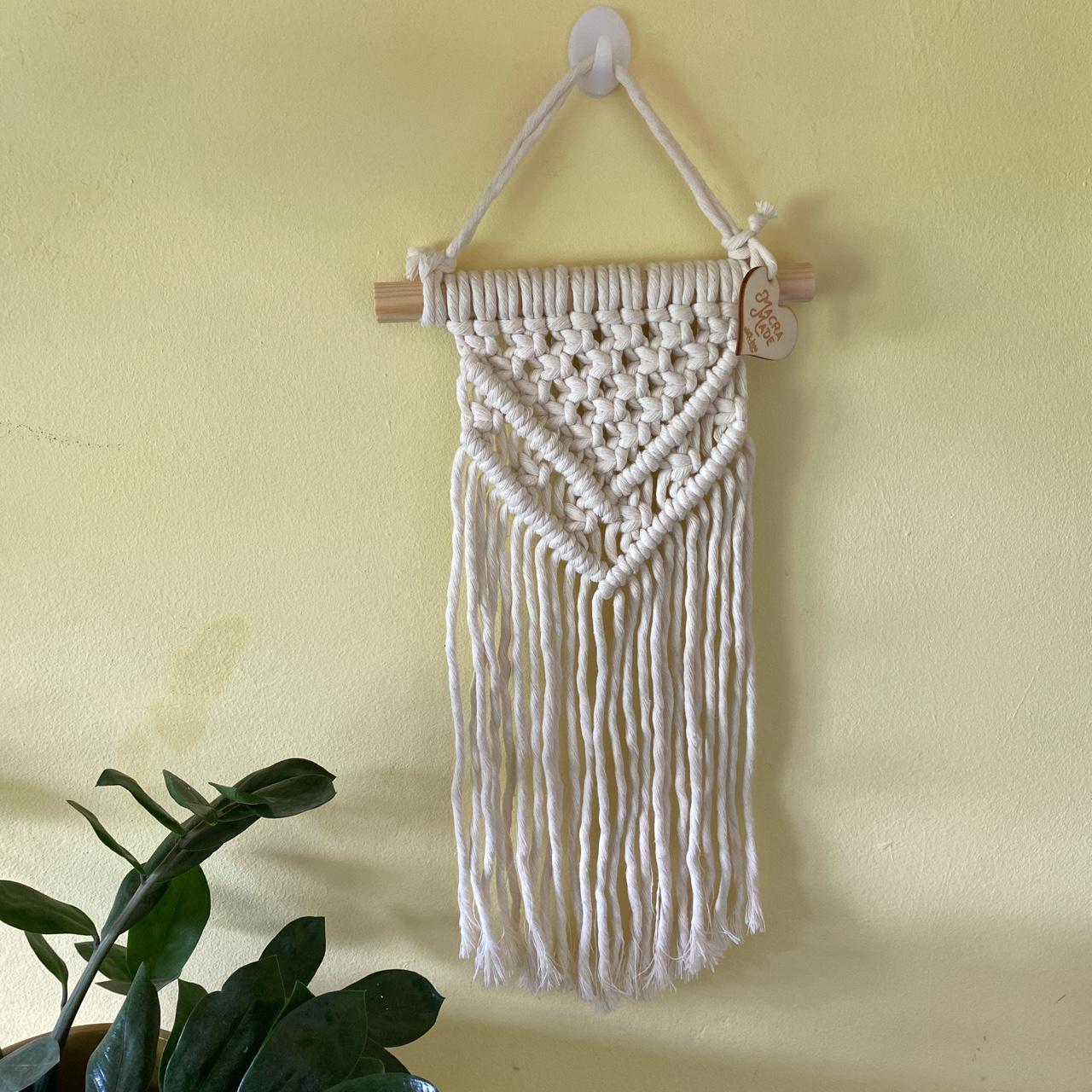 Natural Blue Boho Style Macrame Wall Hanging,... - Depop