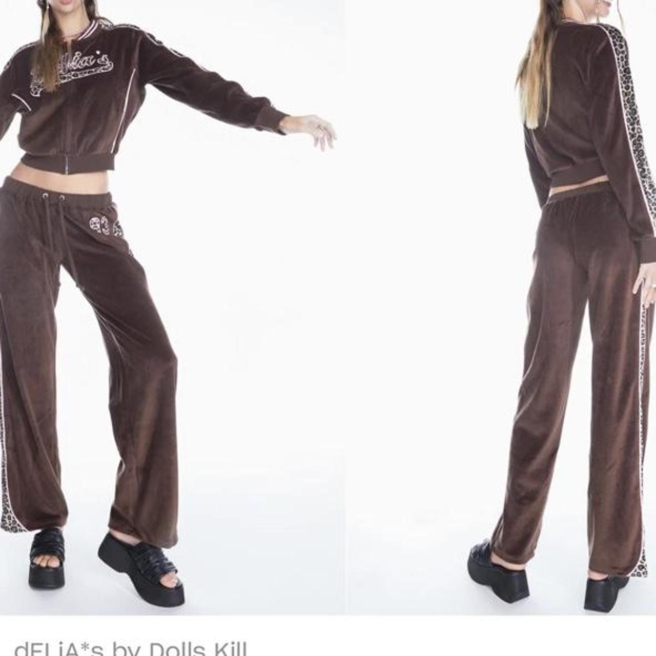 Dolls Kill Women's Brown and Pink Joggerstracksuits Depop