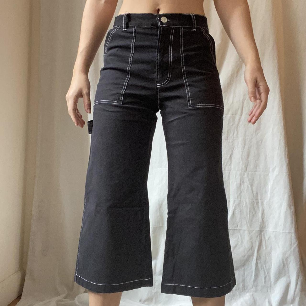 Women's Black and White Trousers | Depop