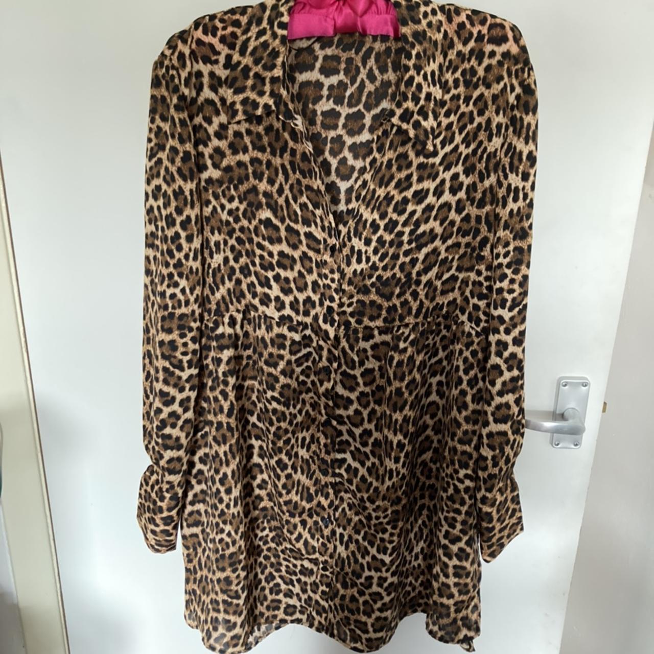 Zara long leopard print shirt with a v neck. Really... - Depop