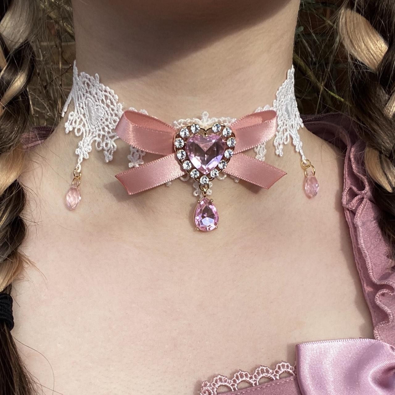 Pink sale bow choker