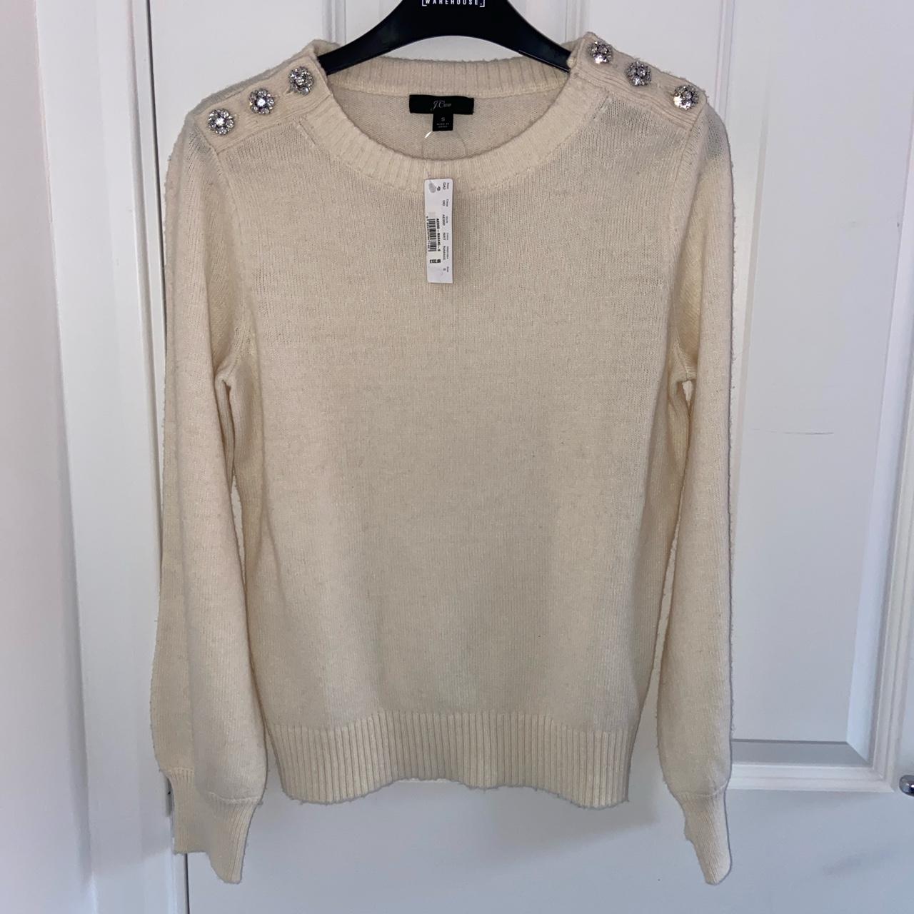 J crew crewneck shop sweater with jeweled buttons