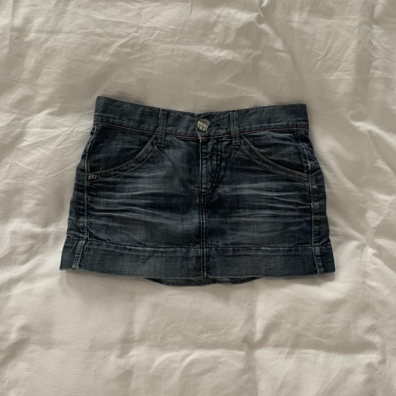 gorgeous miss sixty vintage denim mini skirt size... - Depop