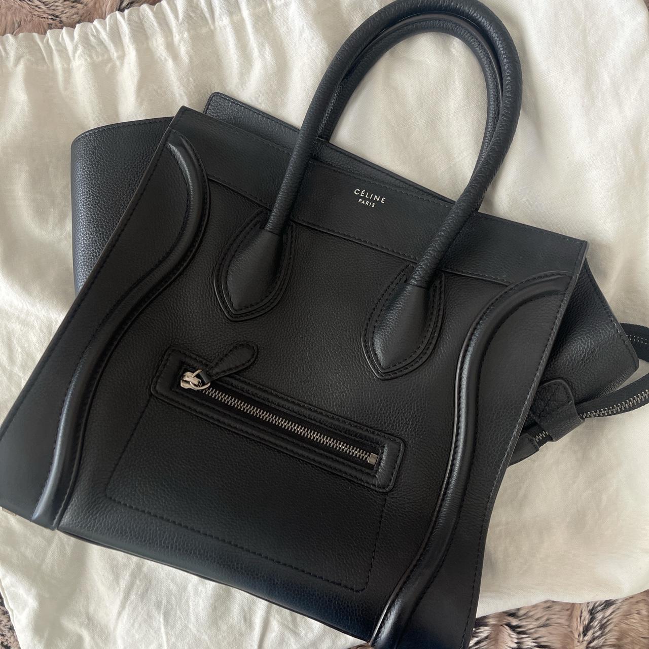 Celine Black Micro Luggage Handbag in Drummed Calfskin