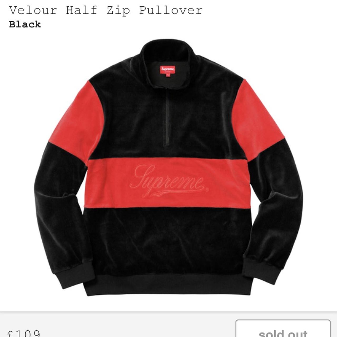 supreme velour zip up jacket black