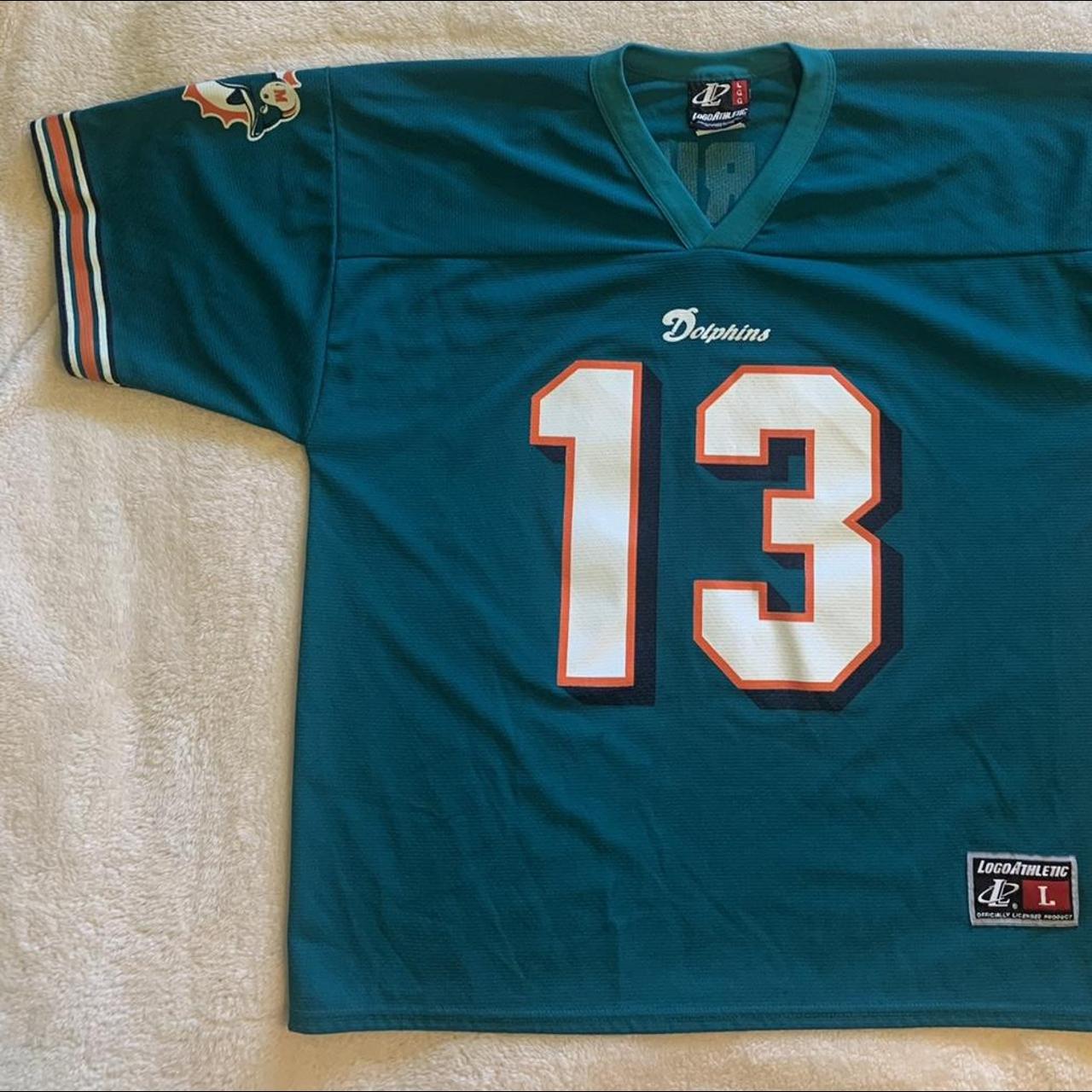 VTG WOMEN'S MIAMI DOLPHINS JERSEY White, green and - Depop