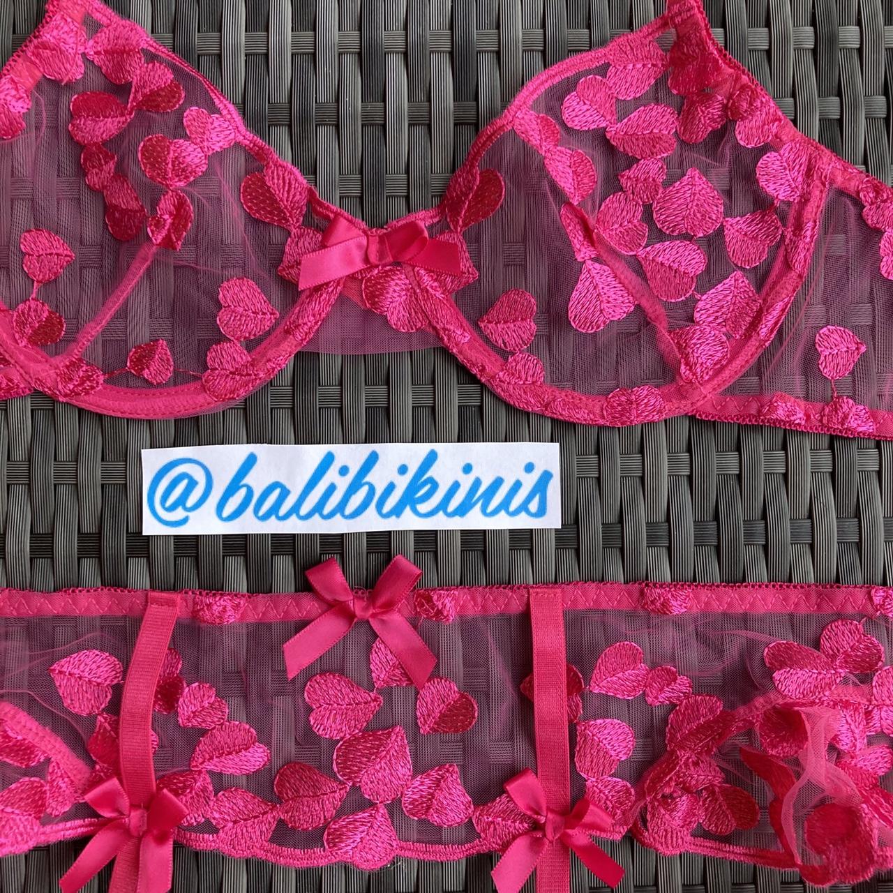 Red and maroon embroidered Lingerie set by - Depop