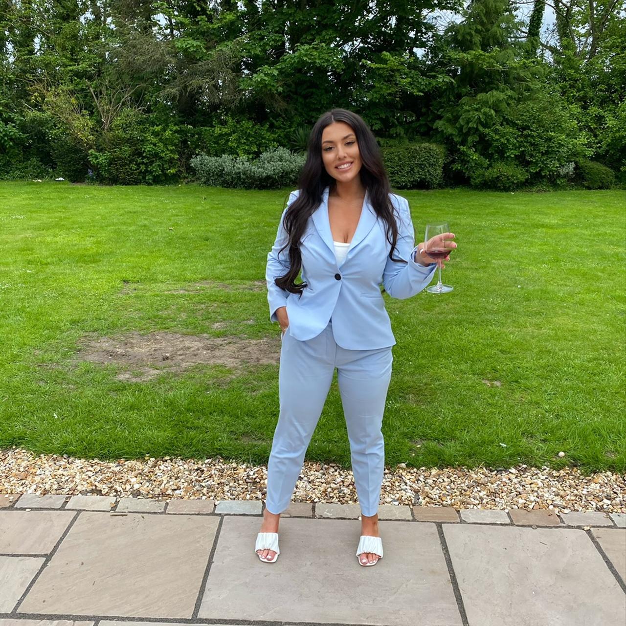 ZARA baby blue suit. worn once. it’s amazing !!!... Depop