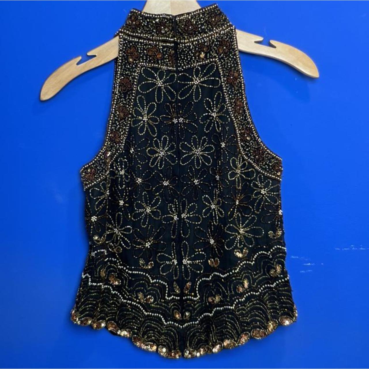 Women's Black and Gold Vest Depop