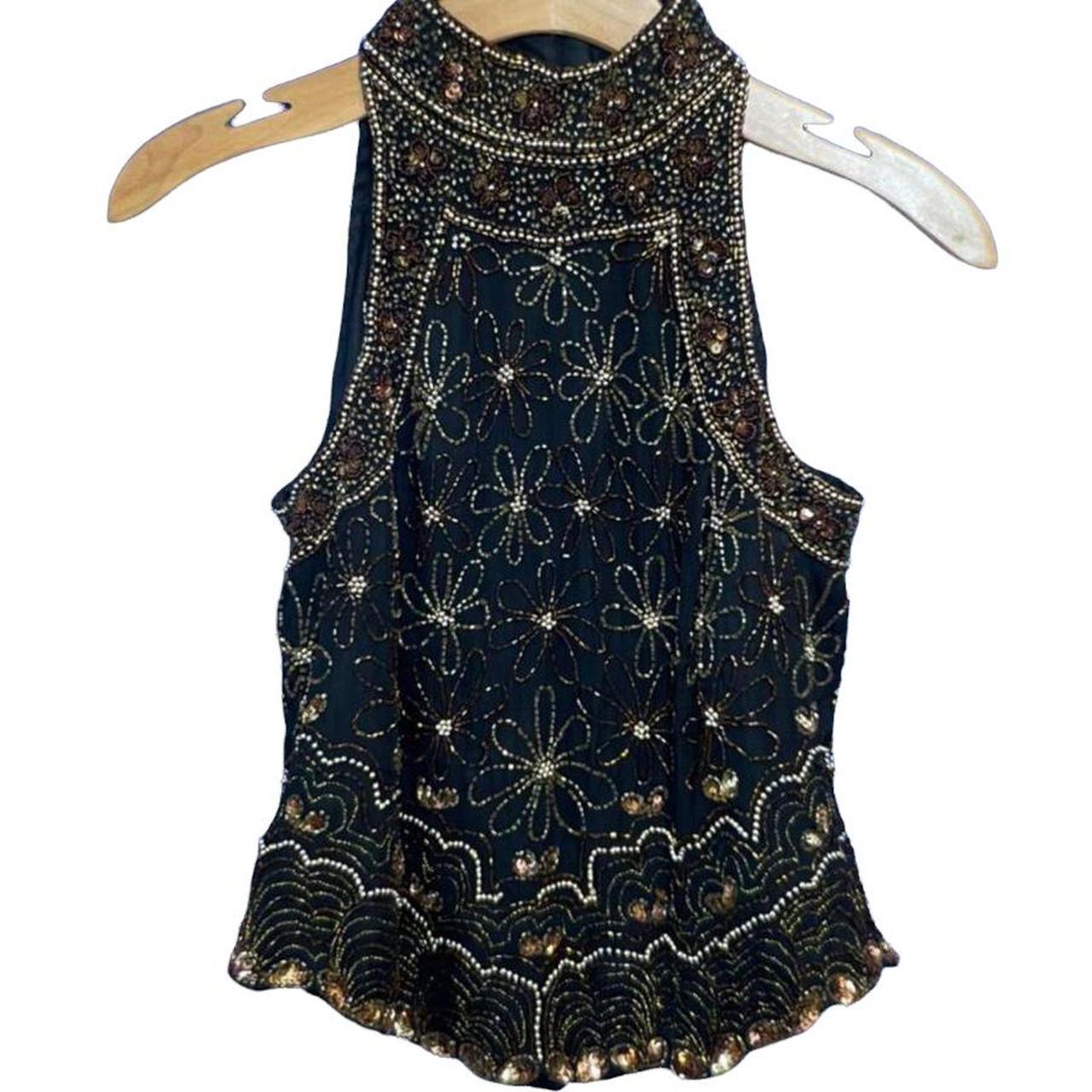 Women's Black and Gold Vest Depop